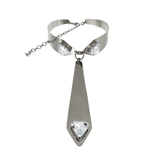 Collana Colletto con cravatta e cristalli Smoking