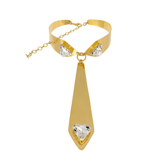Collana Colletto con cravatta e cristalli Smoking