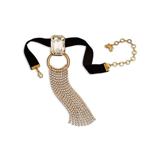 Choker tessuto e strass maxi ottagono Luce